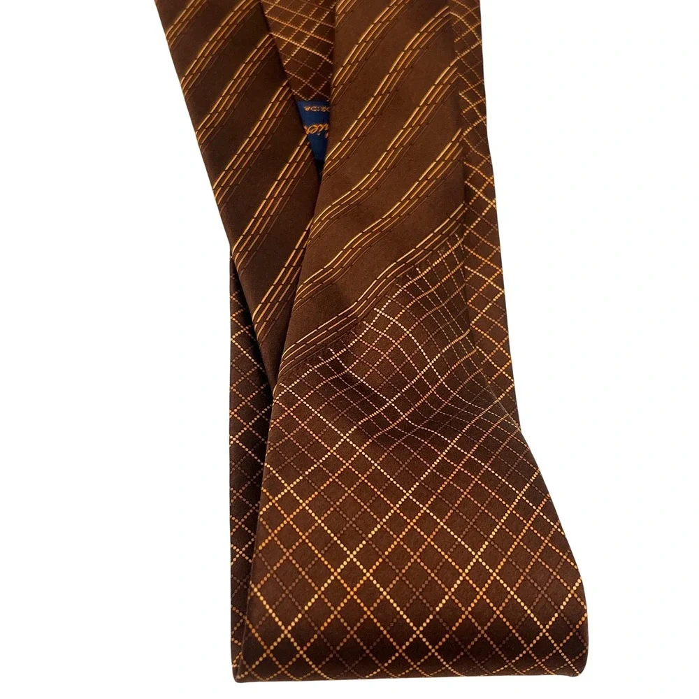 VITALIANO PANCALDI 100% Silk‎ Brown Necktie Made in Italy 60 inch